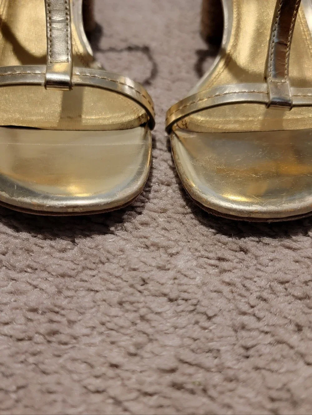 Tory Burch Miller Logo Espadrille Block Heels Metallic Mirror Gold Size 8.5